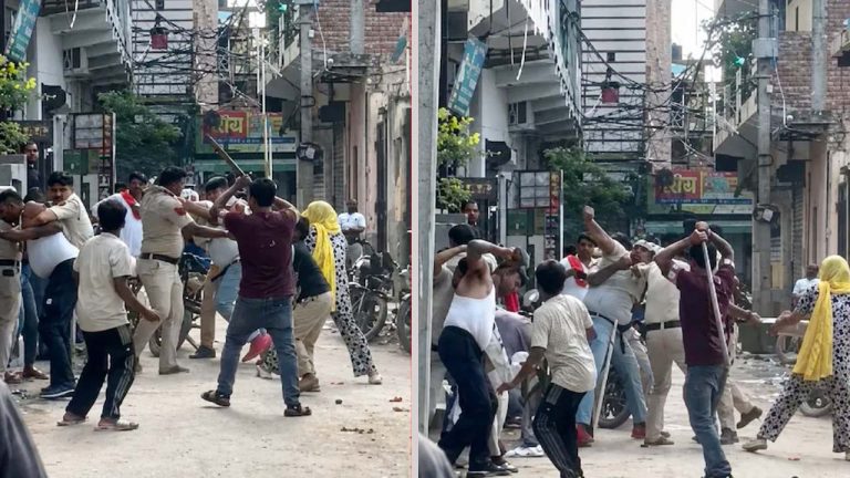 Delhi Police Attack: షాకింగ్ ఘటన.. కర్రలు, ఇటుకలతో పోలీసులపై దాడి (వీడియో)