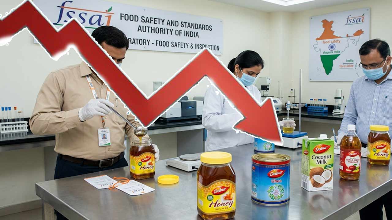 fssai takes action against dabur over 100 pure claims shares fall nearly 5
