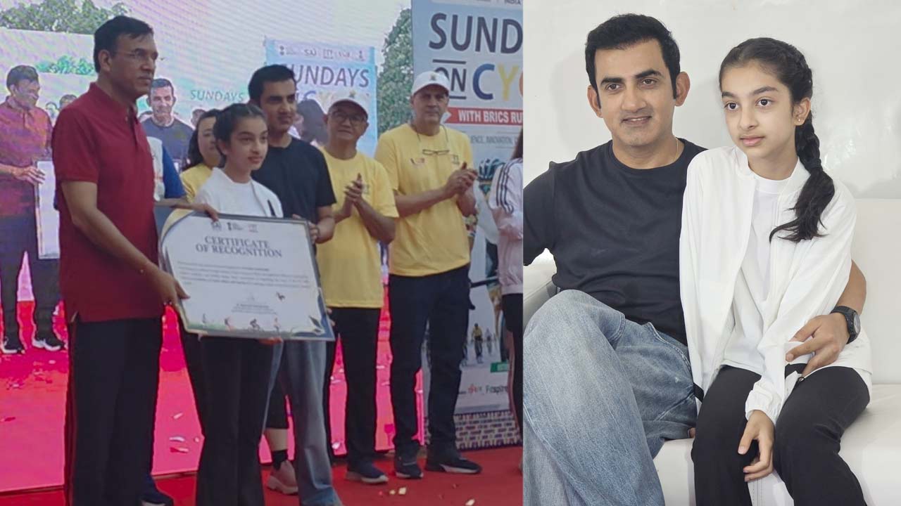 gautam gambhirs daughter aazeen honoured as fit india ambassador