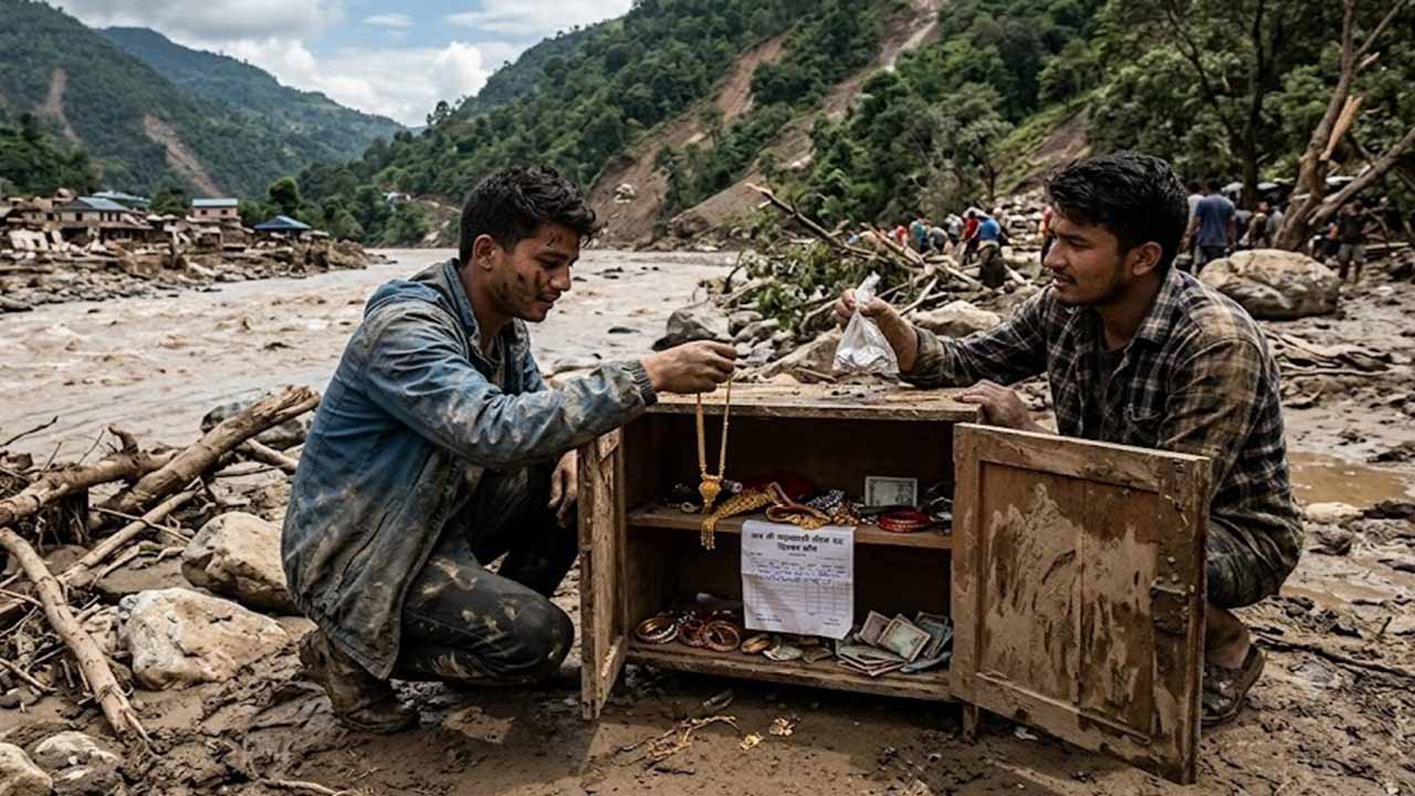 nepal floods youths return found gold cash