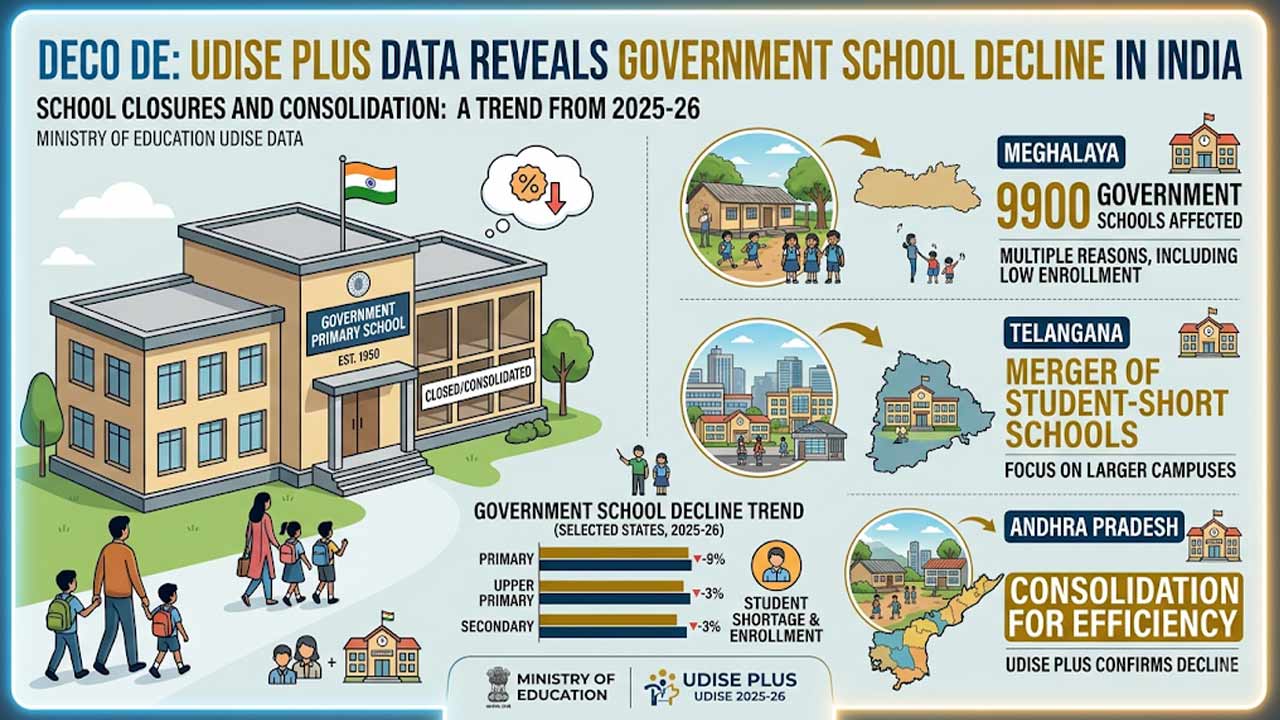 9900 government schools decline in one year udise data