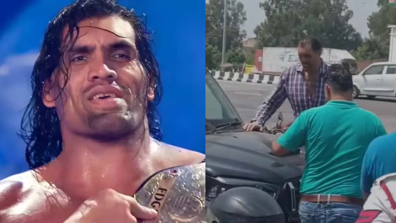 Haryana: ప్రముఖ రెజ్లర్ గ్రేట్ ఖలీ కారుకు ప్రమాదం.. దెబ్బతిన్న వాహనం