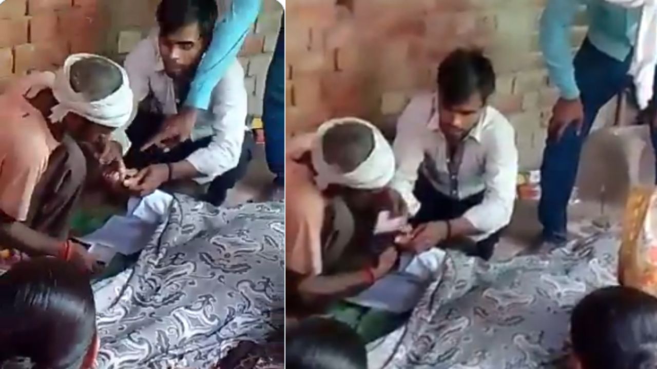 lucknow shocking incident son takes thumb impression from dead father for property