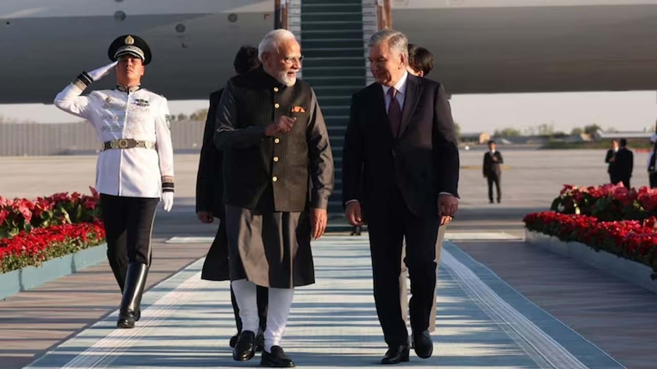 pm modi uzbekistan visit tashkent mirziyoyev welcome sco summit