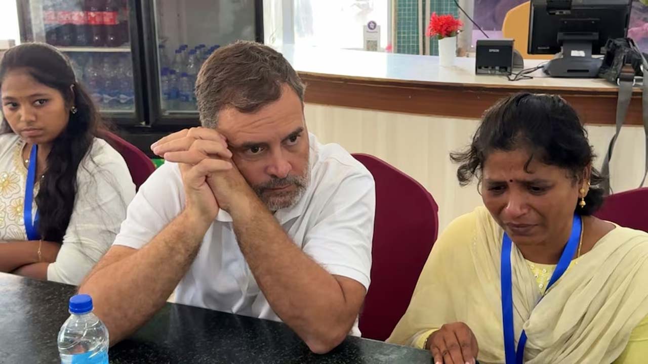rahul gandhi meets neet victims families slams modi government