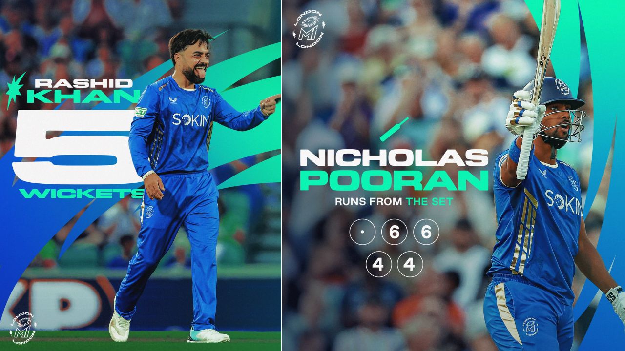 rashid khan takes 5 wickets as mi london beat manchester super giants in the hundred 2026