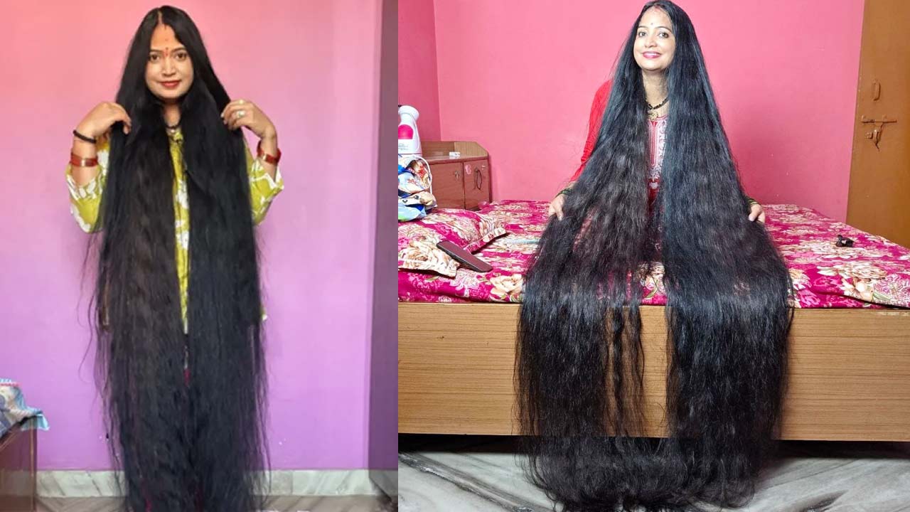 renu dhariyal sets guinness world record with 8 foot 10 inch long hair
