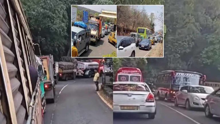 Srisailam Ghat Road Traffic Jam: వరుస సెలవుల ఎఫెక్ట్.. శ్రీశైలం ఘాట్‌ రోడ్డులో భారీ ట్రాఫిక్ జామ్.. కిలోమీటర్ల మేర నిలిచిన వాహనాలు