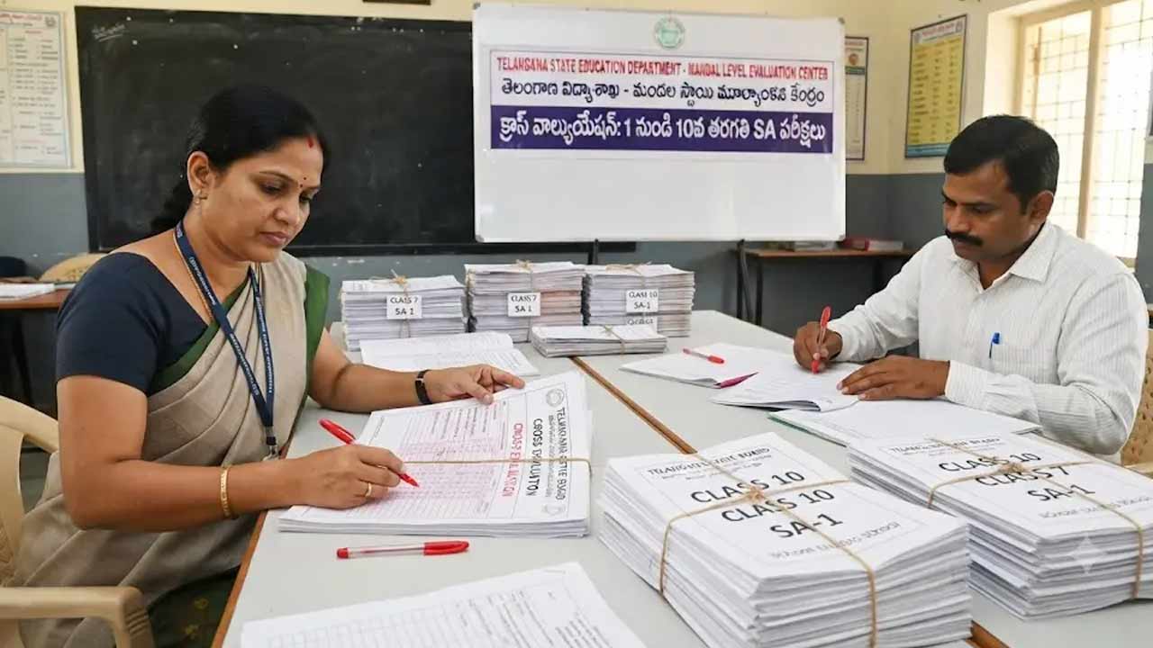 telangana government schools cross valuation exam papers