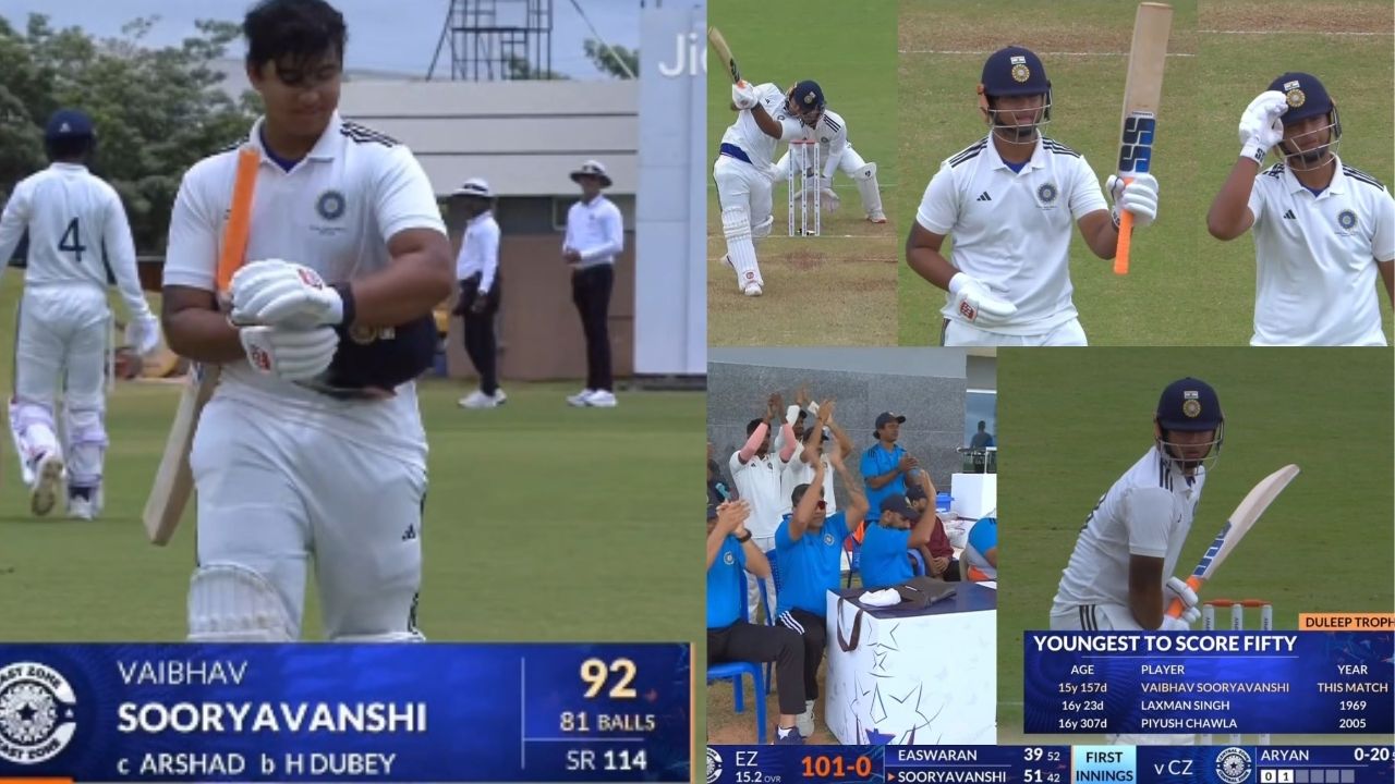 vaibhav sooryavanshi creates duleep trophy history with explosive 92