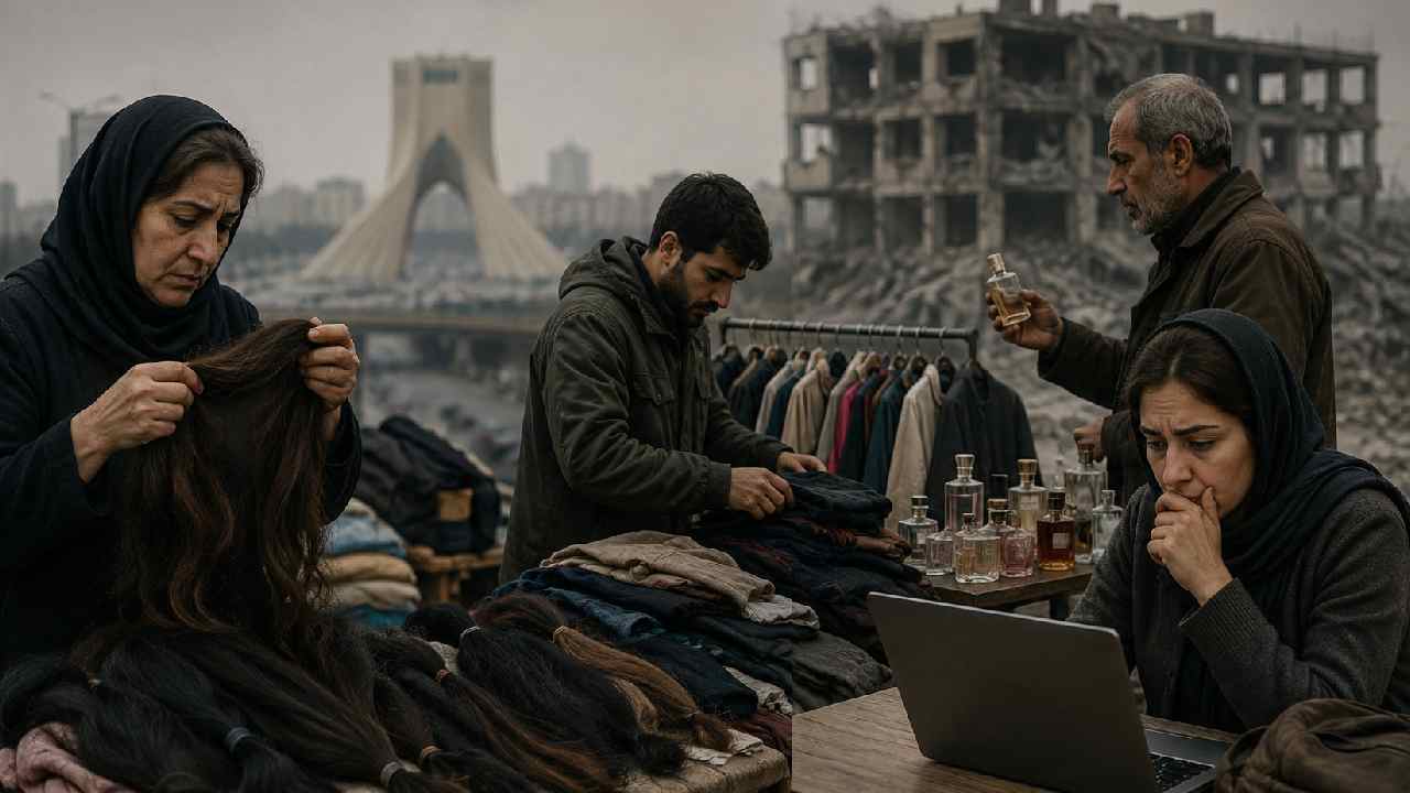iran survival economy families sell hair rent laptops