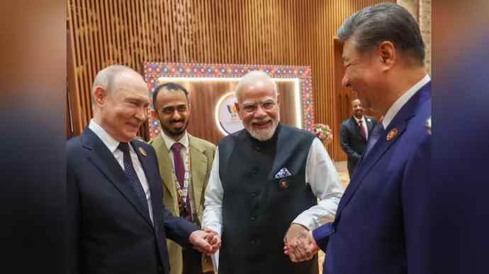 pm modi shares photo with xi jinping putin at brics summit in delhi