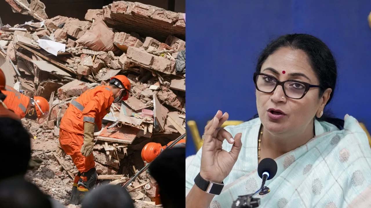 delhi building collapse 7 dead 5 mcd officials suspended by cm rekha gupta