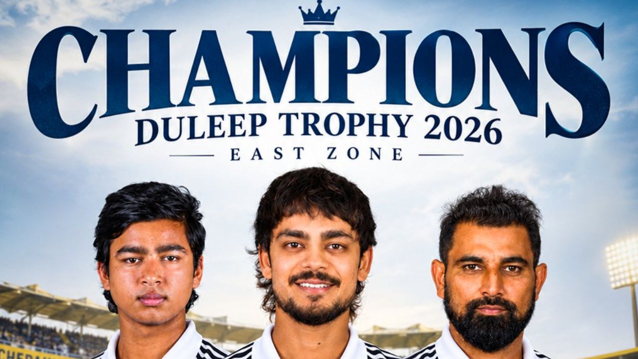 duleep trophy 2026 final east zone clinch title after draw with south zone