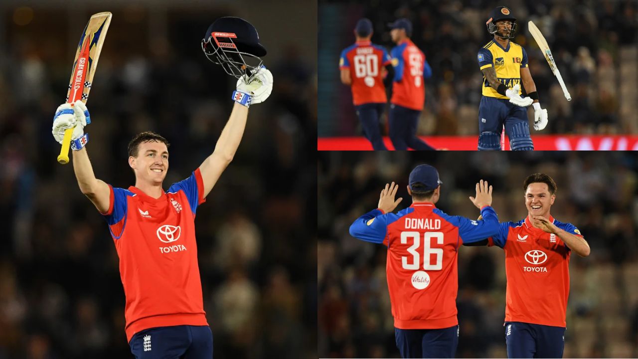 eng vs sl england beat sri lanka by 119 runs as harry brook hits 114 score
