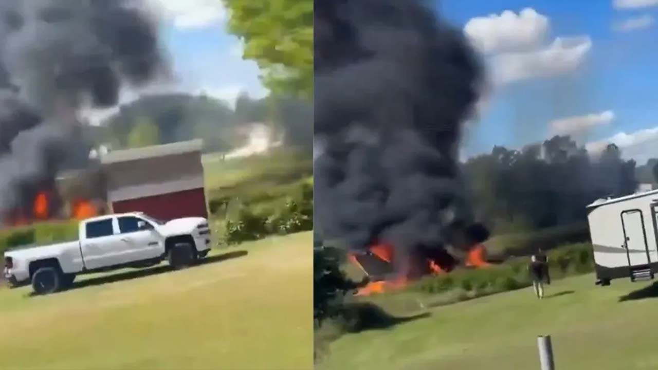F-16 Fighter Jet Crash: అమెరికాలో F-16 ఫైటర్ జెట్ క్రాష్.. వీడియో వైరల్, దర్యాప్తు షురూ