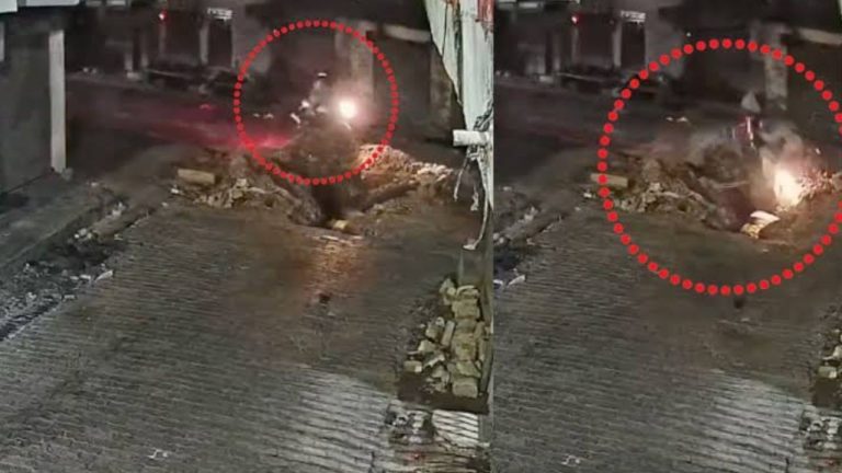 Kanpur Accident: చీకటి రోడ్డులో బైక్‌తో సహా మాయమైన డెలివరీ ఏజెంట్.. CCTVలో భయంకర దృశ్యం!