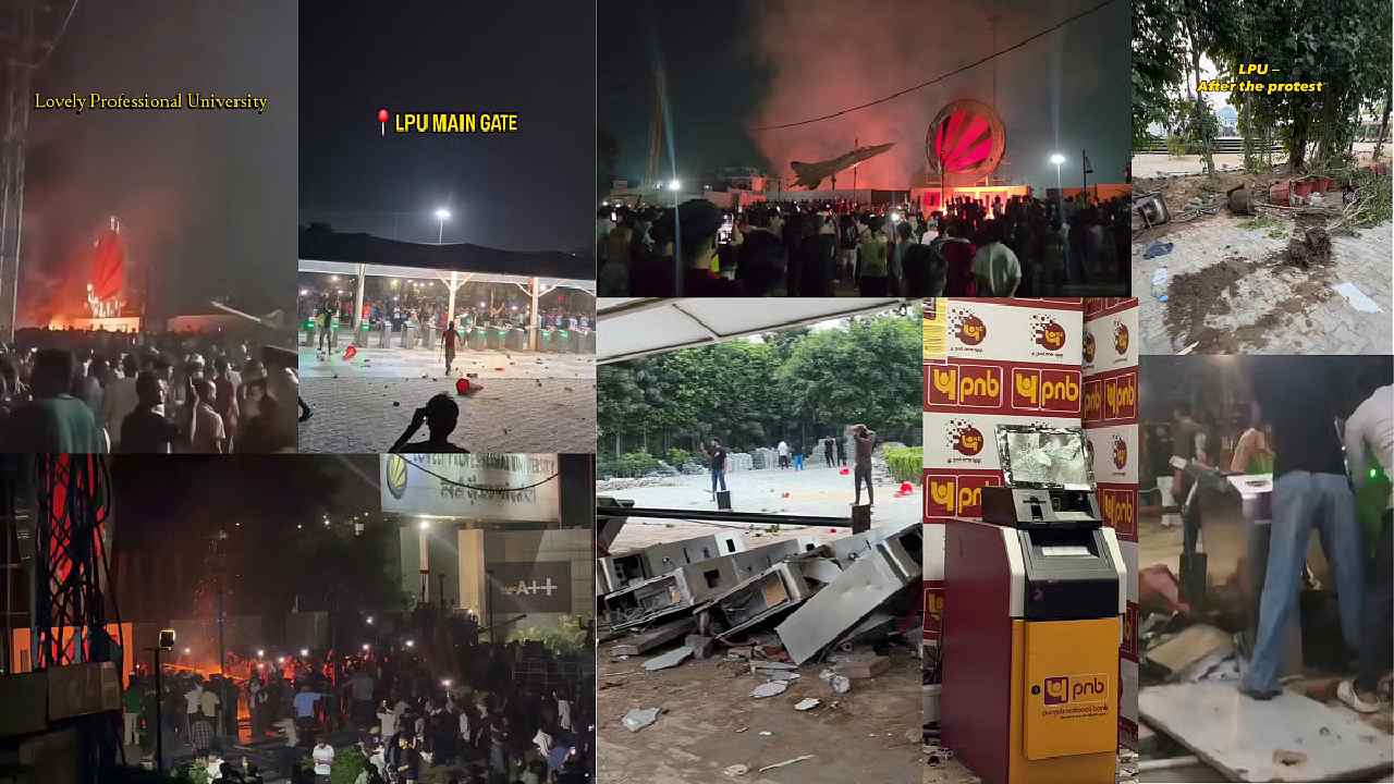 lpu protest students climb mig 23 and tank amid rape allegation sit probe ordered
