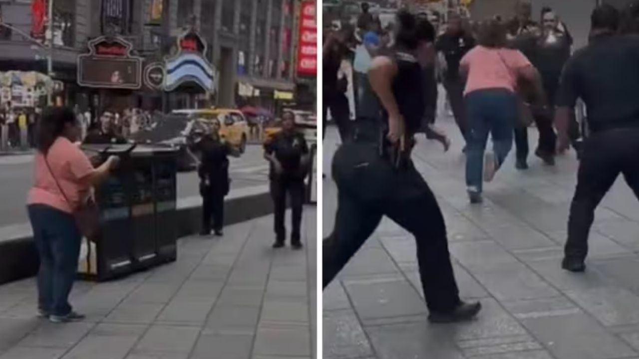 new york times square stabbing woman attacks two killed police shooting