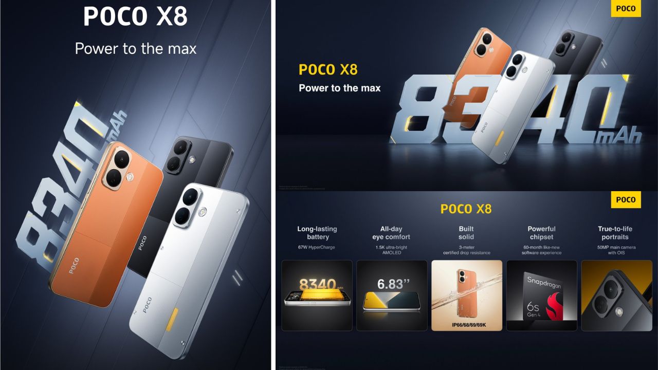 poco x8 5g launched globally with 8340mah battery 1 5k oled display snapdragon 6s gen 4