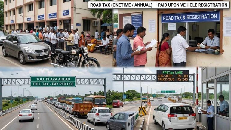 Road Tax vs Toll Tax: ఒకే కారుకు రెండు పన్నులా? రోడ్ ట్యాక్స్, టోల్ ట్యాక్స్‌ మధ్య అసలు తేడా ఏంటి..?