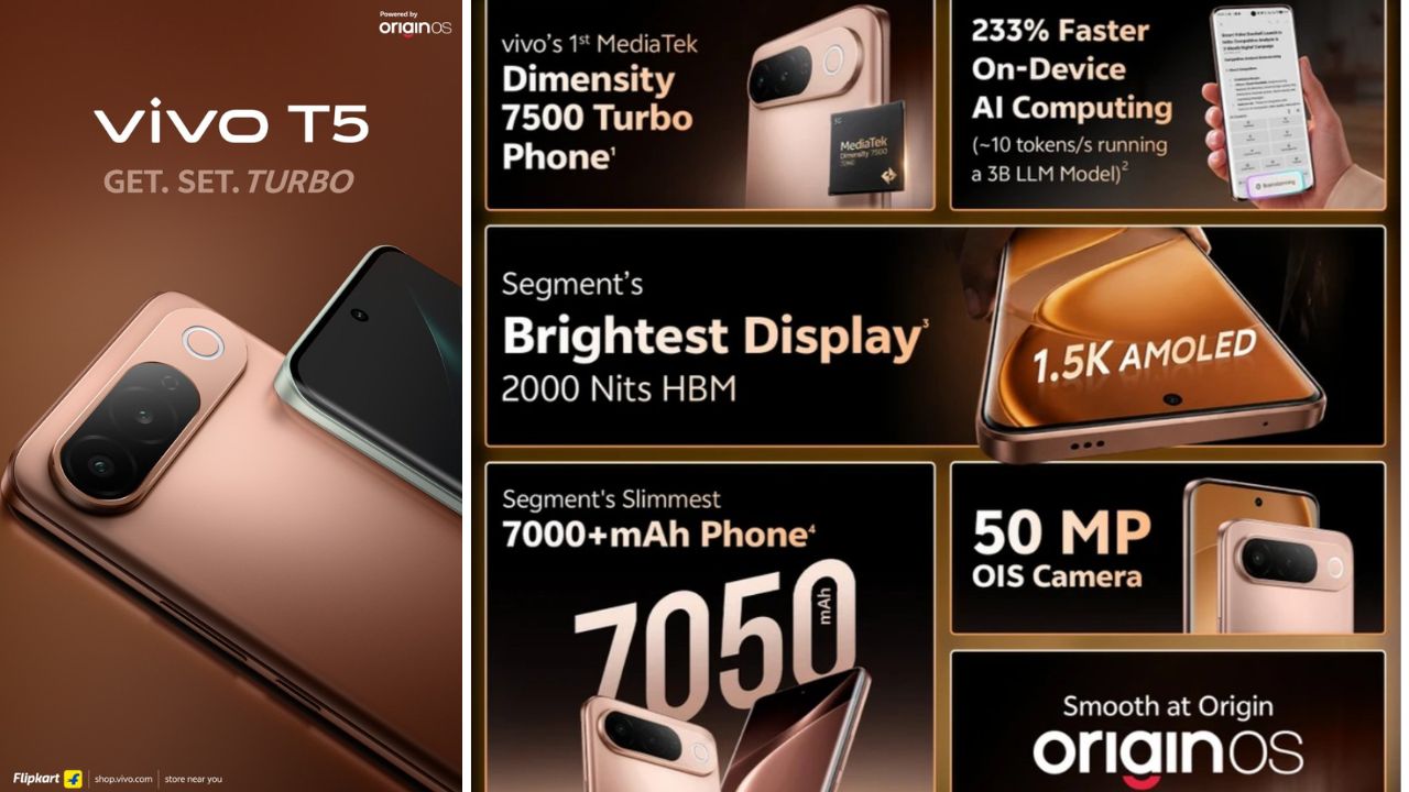 7050mAh బ్యాటరీ, 144Hz AMOLED డిస్‌ప్లే, 50MP సోనీ కెమెరాతో VIVO T5 ఫోన్‌ లాంచ్‌!