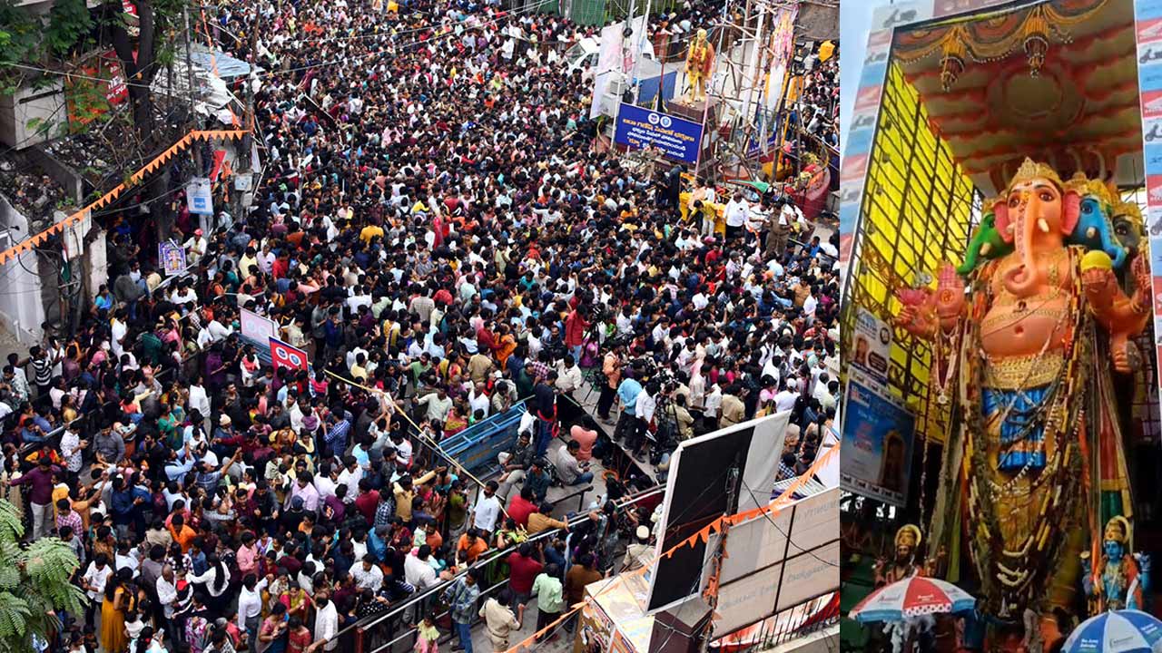 Khairatabad Ganesh : ఖైరతాబాద్‌లో గణపయ్య సందడి.. క్యూలైన్లన్నీ ఫుల్.!