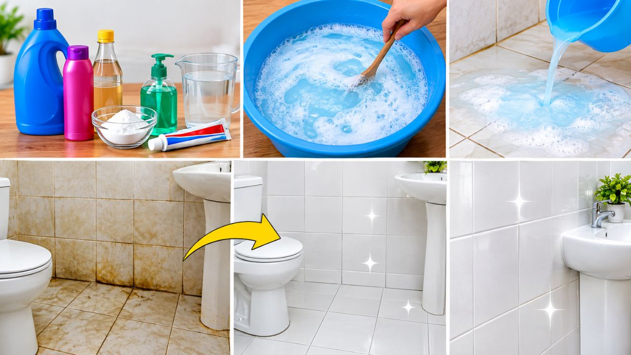 bathroom tiles cleaning tips without harpic or acid easy homemade cleaning solution