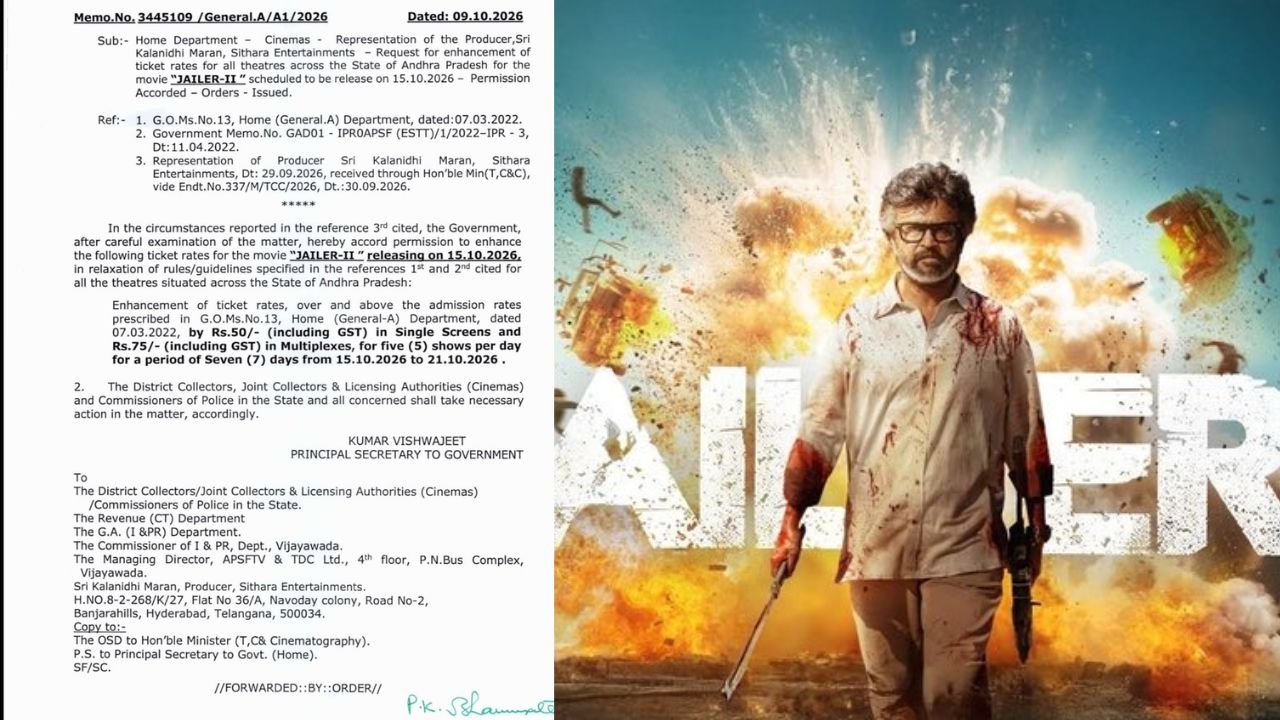 Jailer 2 Ticket Price Hike: ఏపీలో ‘జైలర్ 2’ టికెట్ రేట్లు హైక్.. సింగిల్ స్క్రీన్లు, మల్టీప్లెక్స్‌లలో కొత్త ధరలు ఇవే!