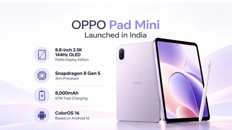 Oppo Pad Mini: భారత్‌లో Oppo Pad Mini లాంచ్.. 144Hz డిస్‌ప్లే, 8,000mAh బ్యాటరీ, ధర ఎంతంటే?