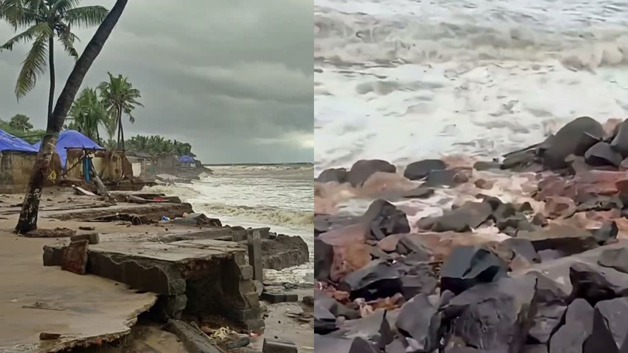 cyclone arnab live updates 30 houses destroyed kakinada beach road damaged