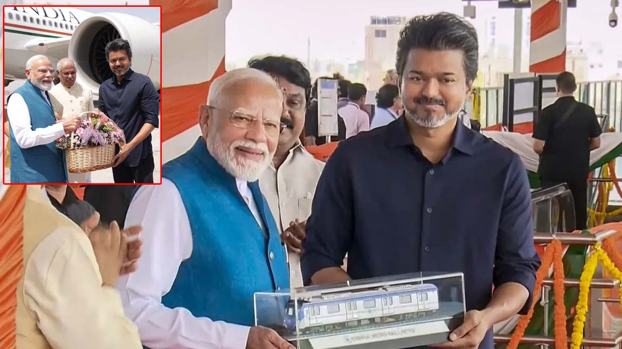 pm modi inaugurates chennai metro phase 2 stretch rides with cm vijay